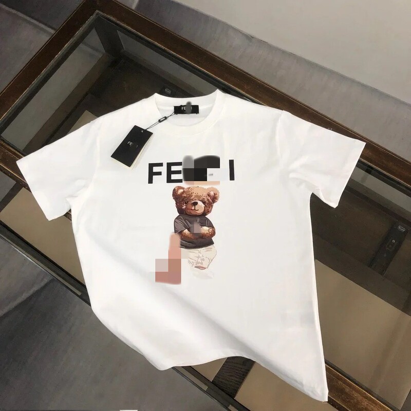 Fenjia 25 New Summer Style Cute Bear Print Cartoon Short-Sleeved T-Shirt Fashionable Loose Cotton Couple Tops