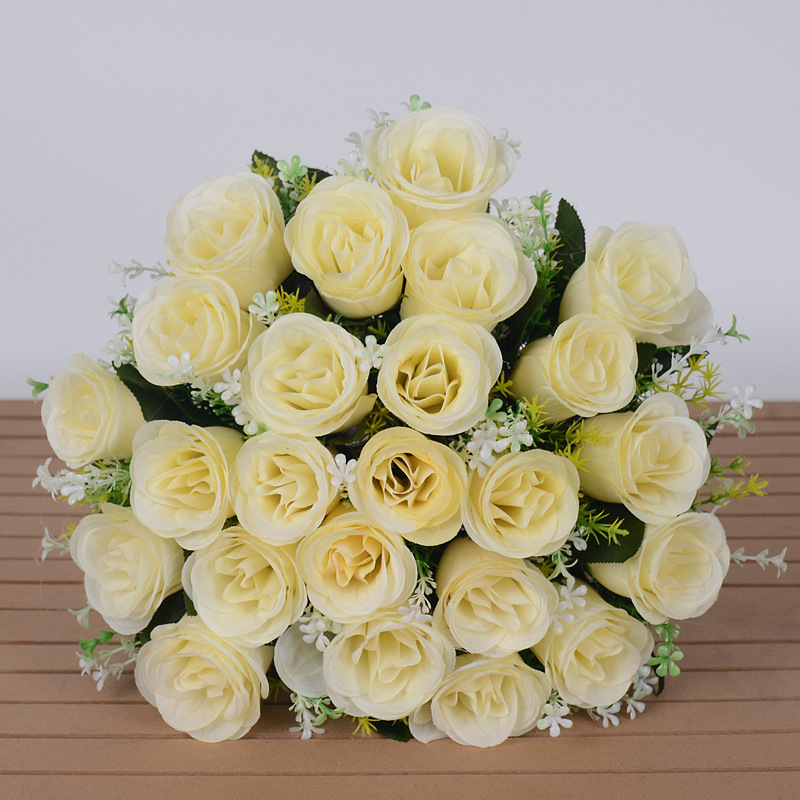 Ramos de rosas artificiales de seda (flores secas), para decoración de bodas (sendero), hogar, mesas o centros de mesa.