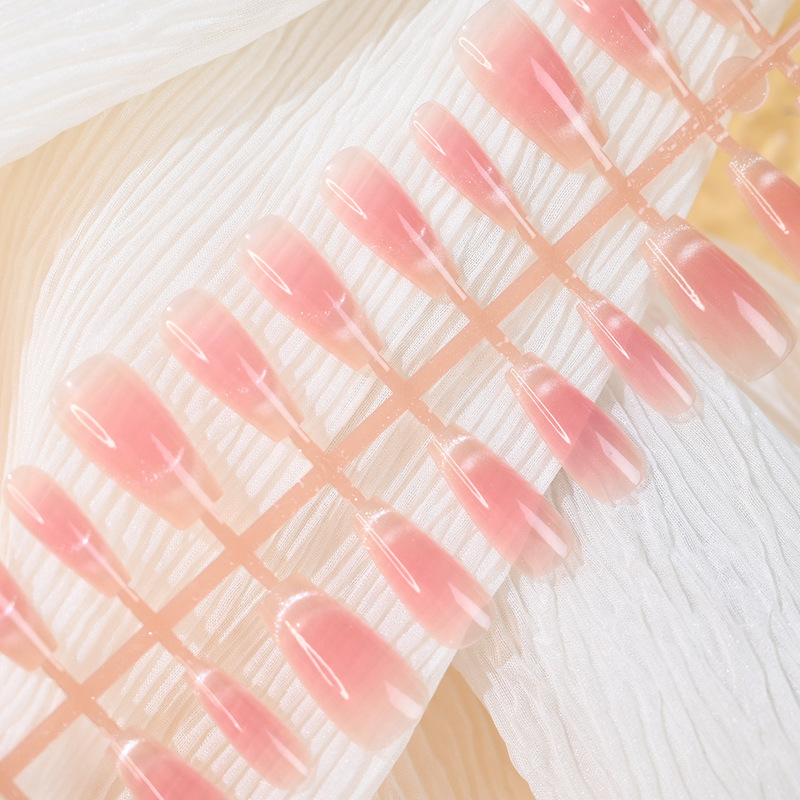 Blush Cat-Eye Nail Tips, Semi-Finished Nail Pieces with Built-In Base Color, Spray-Coated and Ready to Use, Exclusively for Cross-Border Supply