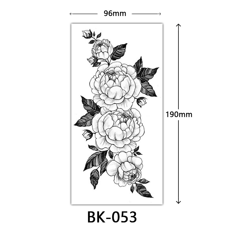 クロスボーダー特別供給スケッチフラワータトゥーステッカースケッチタトゥーステッカーバラの花黒と白の花タトゥー|undefined