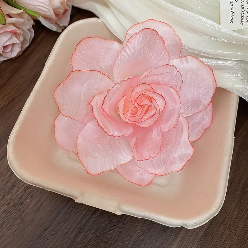 Tejido malla flor lateral clip de pico de pato foto atmósfera horquilla casual estilo vacaciones tocado accesorios para el cabello sentido de alta gama