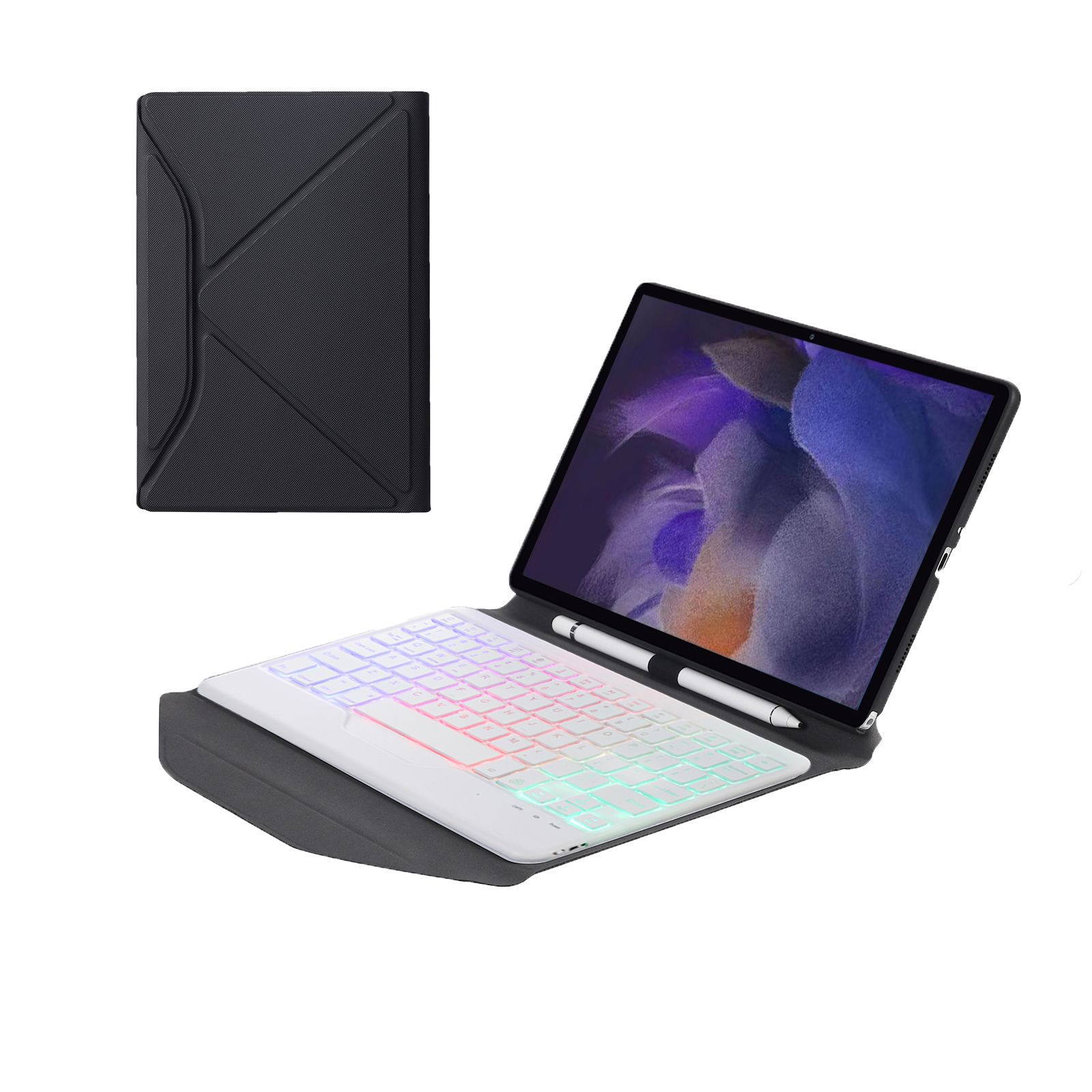 适用三星tab P613保护壳a8平板无线蓝牙键盘a7磁吸皮套七彩光鼠标