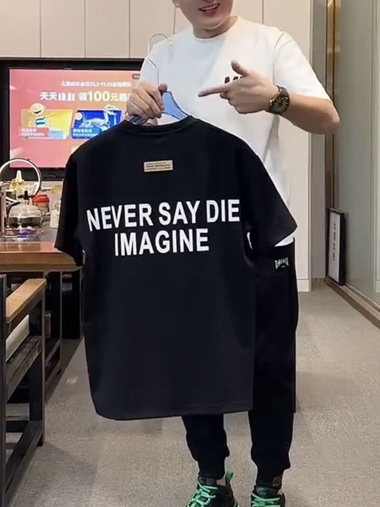 T-shirt à manches courtes en pur coton pour hommes, coupe cintrée, col rond, avec filet, nouvelle collection printemps/été_voghion.com