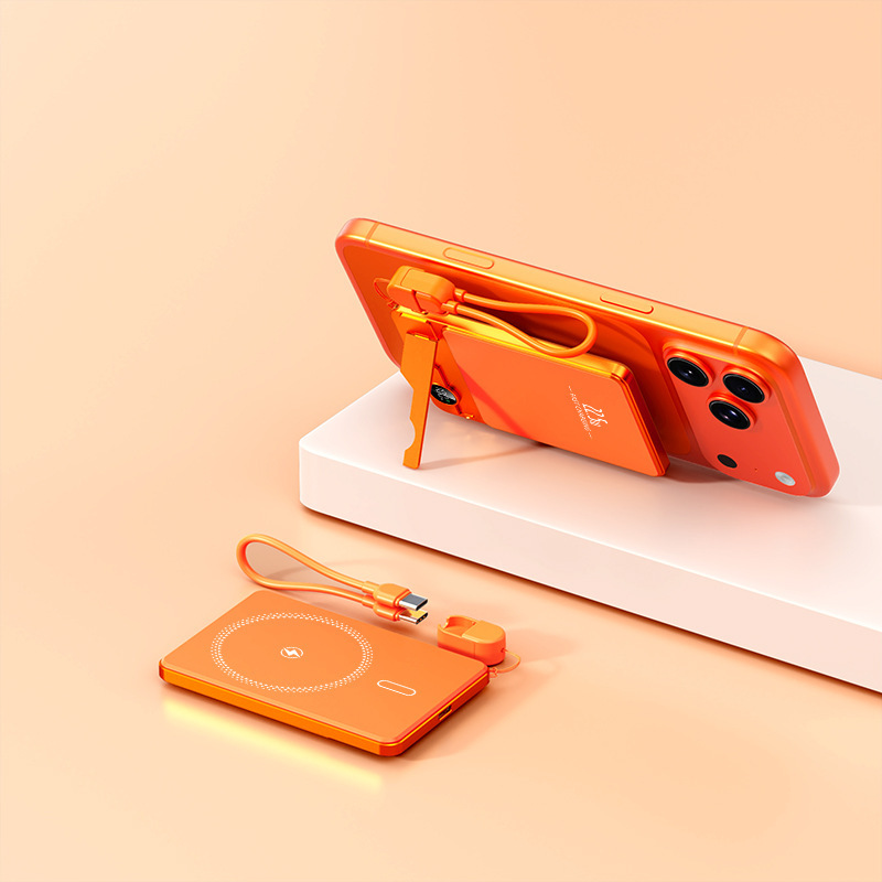 Nuevo tesoro de carga transfronterizo qi2 magnet inalámbrico ultra delgado 10000 mAh con batería externa cableada fuente de alimentación móvil