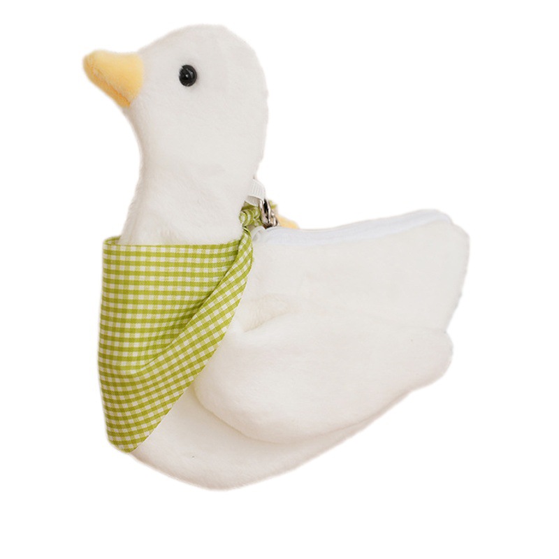Korean Ins Plush Cheering Duck Coin Purse Creative Cute Cartoon Girl Coin Cosmetics Bag Headphone Bag