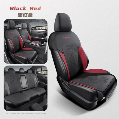 2020-2023 Sylphy Special Car Seat Cushion Half Enveloped Saddle Cushion 14th Generation Cushion Cover (Modelə uyğun (Original) oturacaq örtükləri) - black-and-red-standard-version-14th-generation-xuanyi-special-five-seats