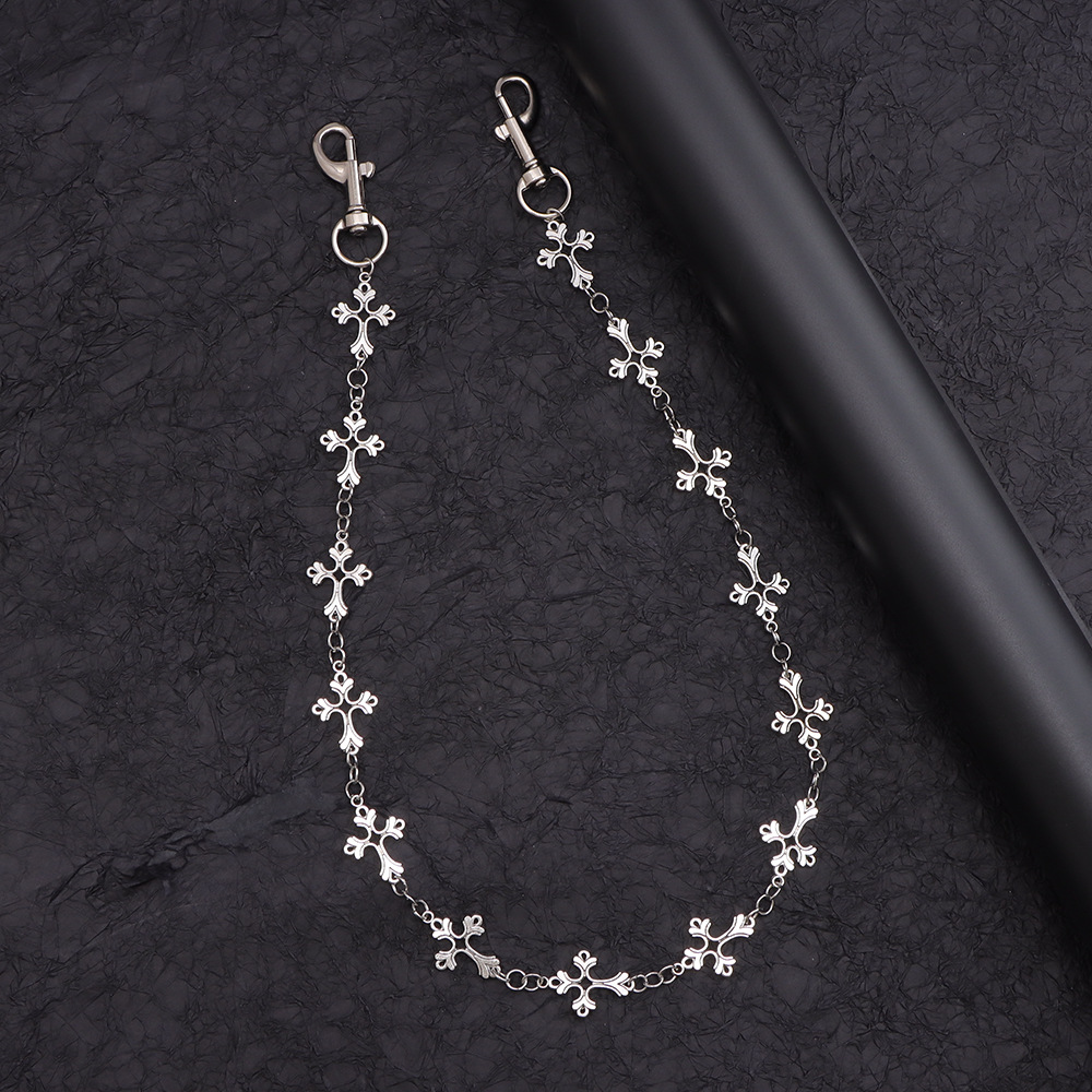 Metal Jeans Belt Men Hip Hop Niche High-end Men's Cross Waist Chain Accessory_voghion.com