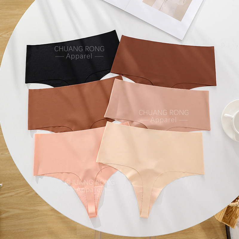 Cross-Border Plus-Size Seamless One-Piece High-Waist Ice Silk Women's T-Pants Sports Quick-Dry Breathable Sexy Free-Cut Underwear