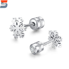 韩国气质简约个性秋冬款雪花耳钉欧美跨境新款不锈钢镶钻螺纹耳钉
