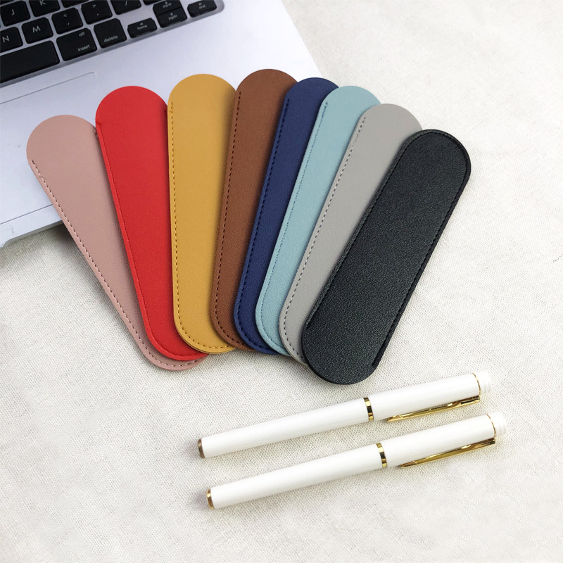 En stock multicolor grueso pu cuero pluma caso puede ser personalizado empresa publicidad logotipo sólo pluma caso bolígrafo al por mayor