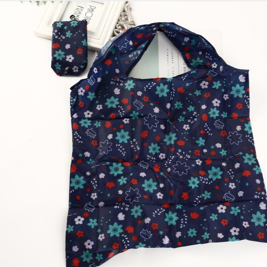 可折叠购物袋厂家现货定制超市收纳袋 花布便携手提购物袋