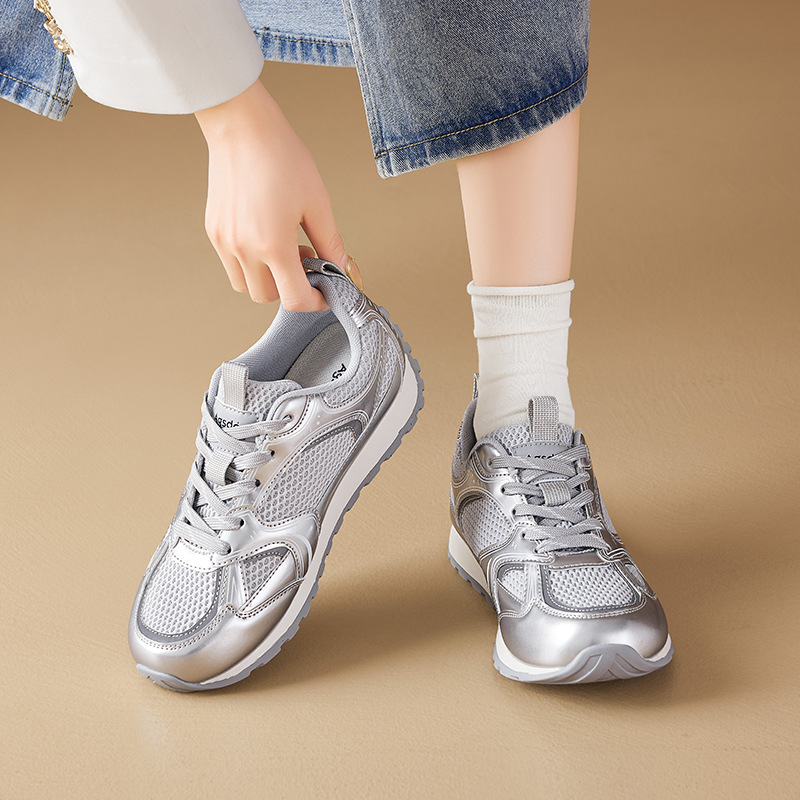 Augu Shi Deng plata zapatos de entrenamiento para mujeres 2024 nuevos zapatos deportivos casuales de malla de verano zapatos de skate de suela gruesa