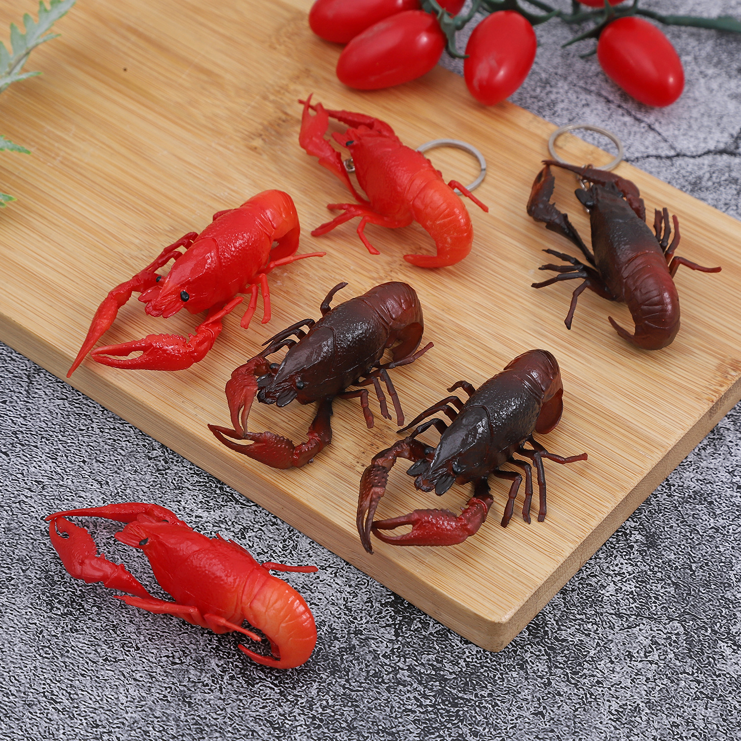 1:1 Realistic Crayfish Model Simulated Seafood Ingredient Spicy Crayfish Keychain Pendant Photography Prop