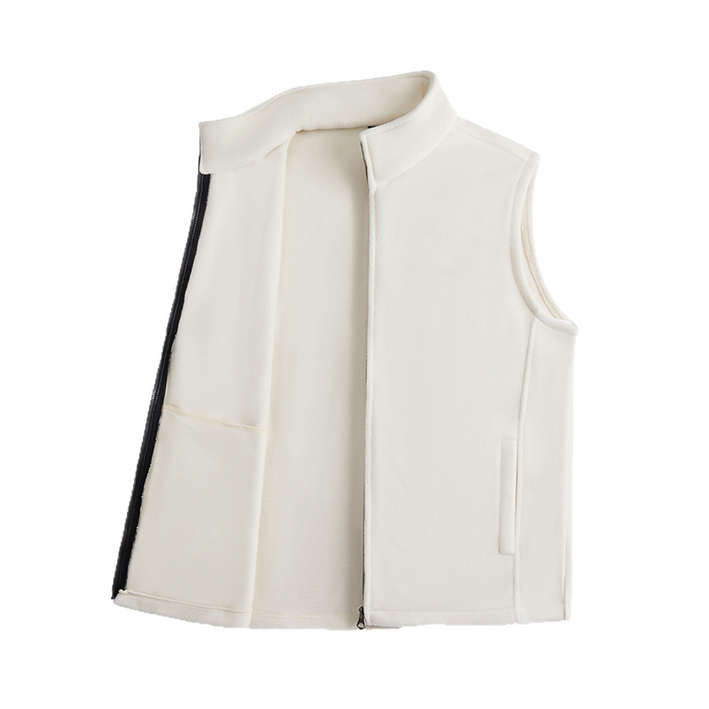 Gilet unisex in pile con collo alto - Giacca imbottita senza maniche con cerniera, pesante 320 g, strato termico in poliestere per autunno e inverno_voghion.com