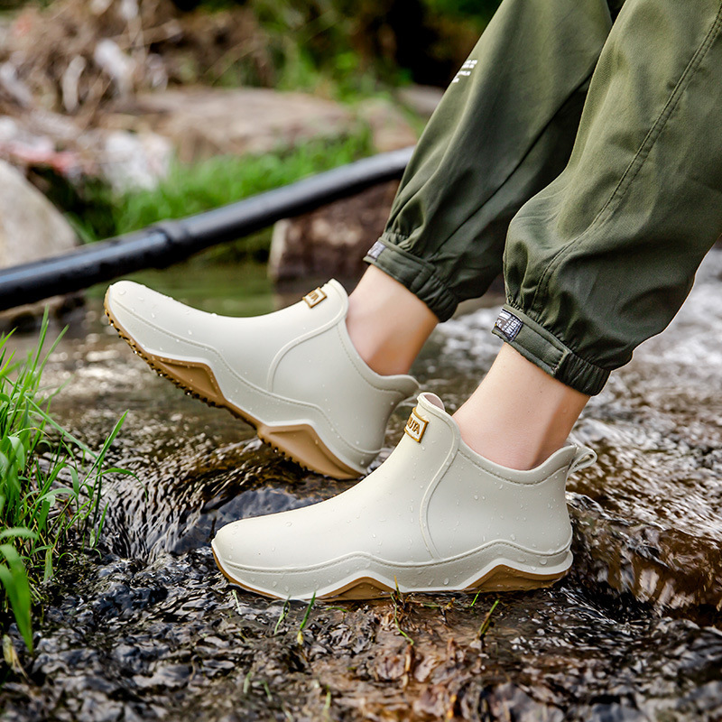 Cross-Border Rain Boots for Women, Adult Fashion Outer Wear, Short-Tube Couple Rain Boots, Warm and Waterproof Kitchen Work Car Wash Rubber Shoes for Men