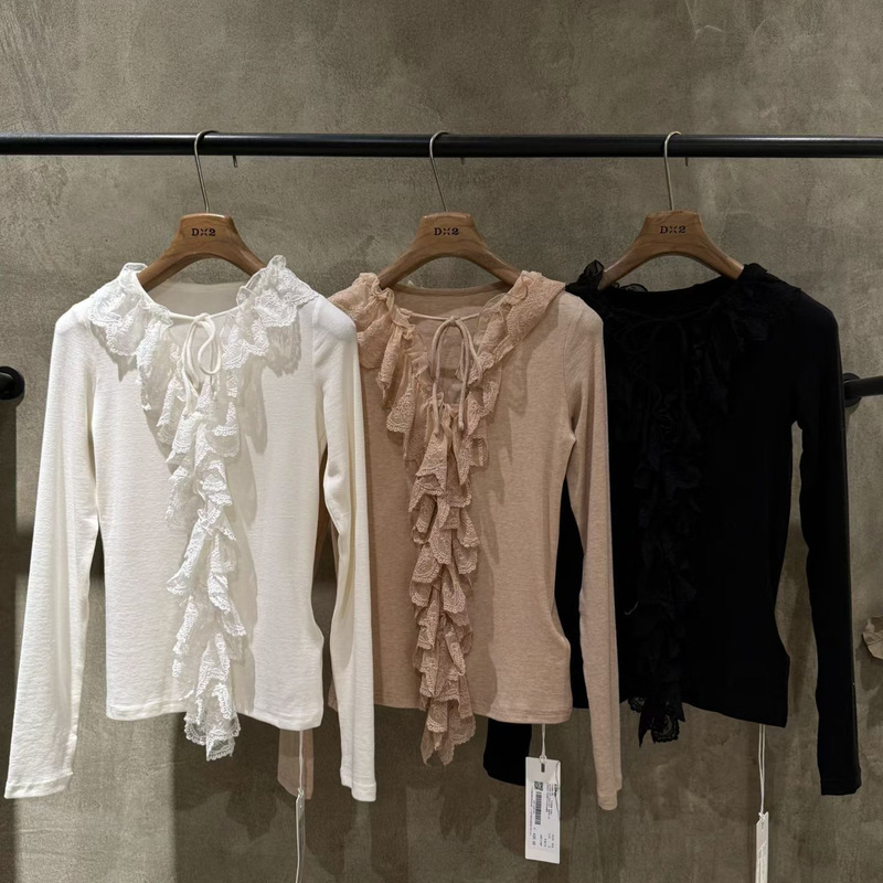 DTWO Autumn New Style 26 French Elegant Gentle V-neck Long Sleeve Top with High Waist Slimming Effect 6521128