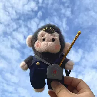 可爱小猴子毛绒玩具挂件卡通黑悟空背带裤公仔背包挂饰玩偶钥匙扣