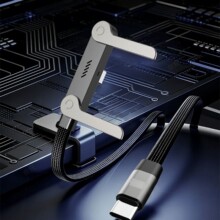 跨境240W折叠支架数据线弯头双C编织线适用苹果华为手机充电线