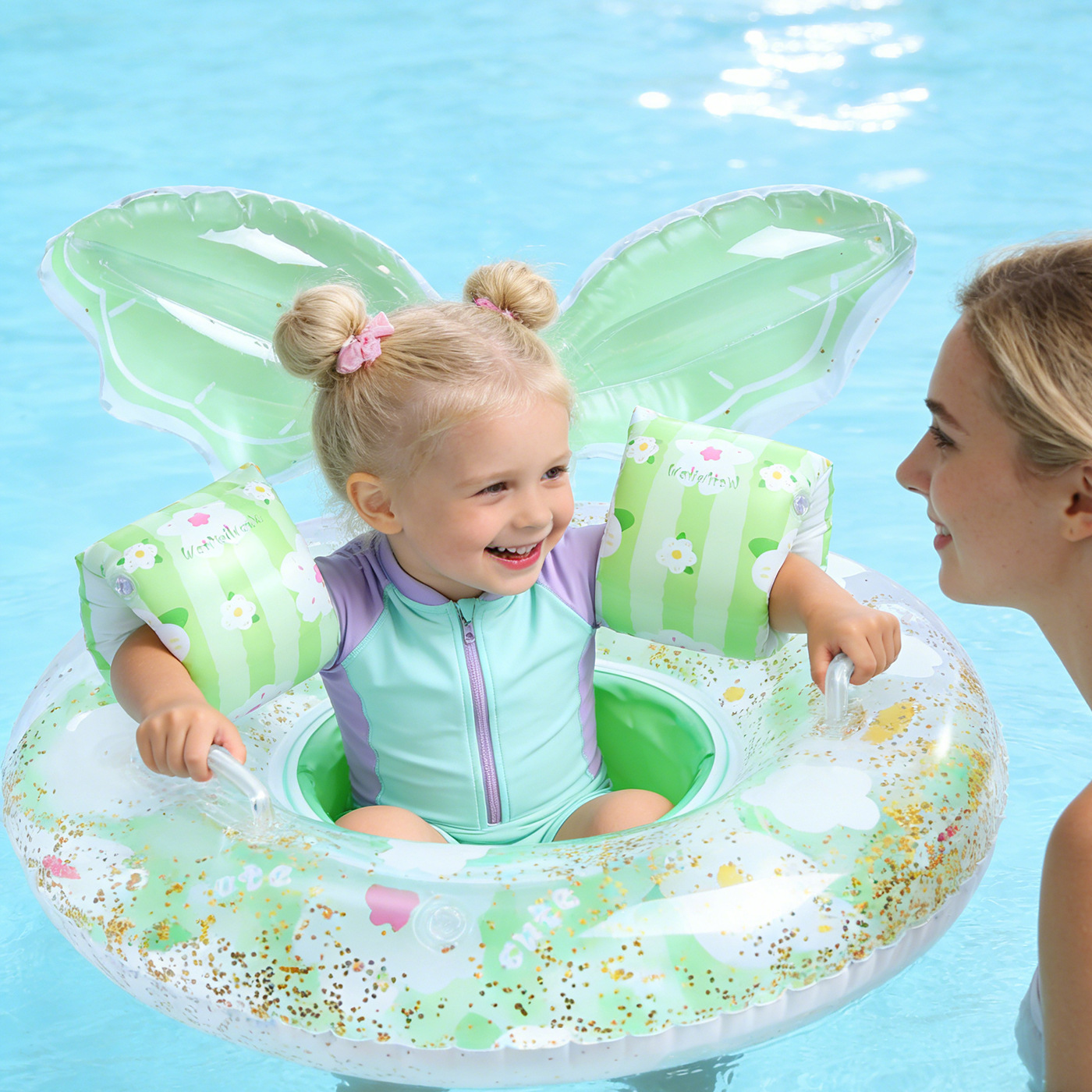 Red Daisy transparente anillo de natación de diafragma, anillo de natación infláble para adultos y niños, anillo de natación de piscina junto al mar