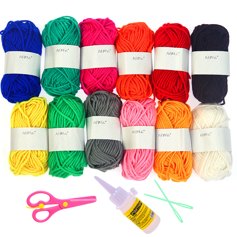 Colorido bola de lana de los niños hechos a mano DIY tejido pegatinas kindergarten materiales hechos a mano