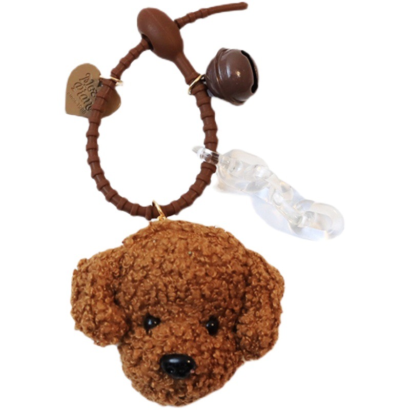 INS lindo cachorro llavero hembra fresca Bola de piel de felpa coche llavero colgante dama mochila colgante