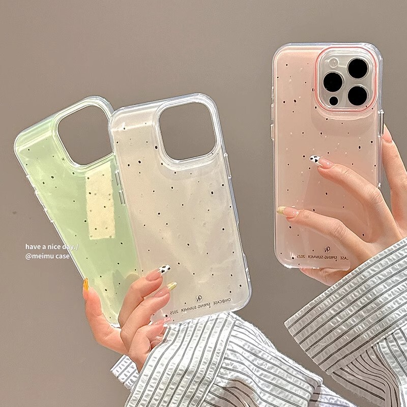 Jelly-Colored Korean-Style Splash-Ink Apple Case Suitable for Apple 17 Double-Layer Phone Case 16 iPhone 14 Protective Cover 15 for Women