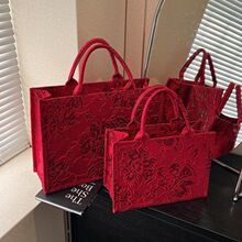 红色包包女大容量中式婚包单肩托特包高级结婚新娘洋气手提包抖音