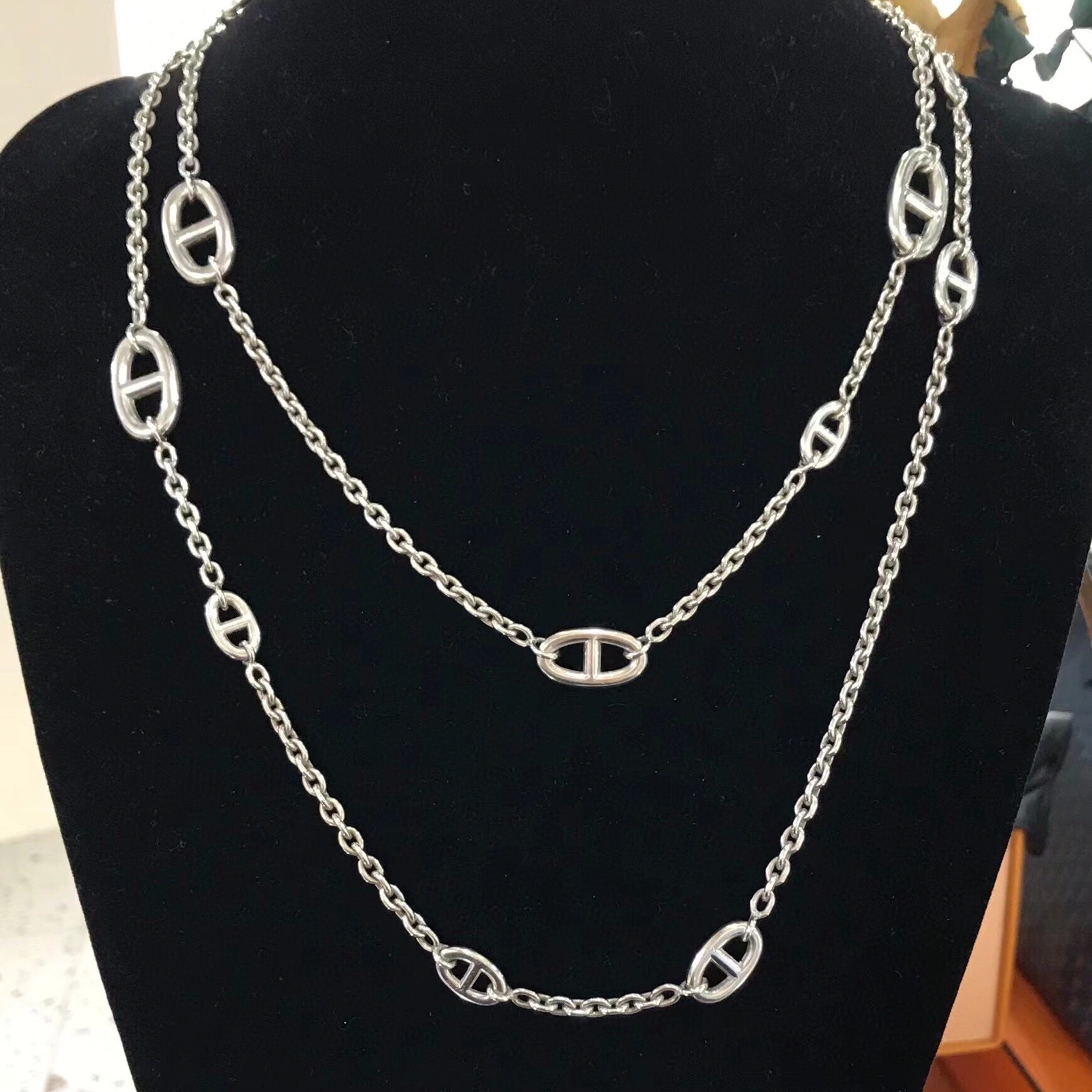 티타늄 스틸 변색 방지 OT 목걸이 [120cm] 스틸 컬러