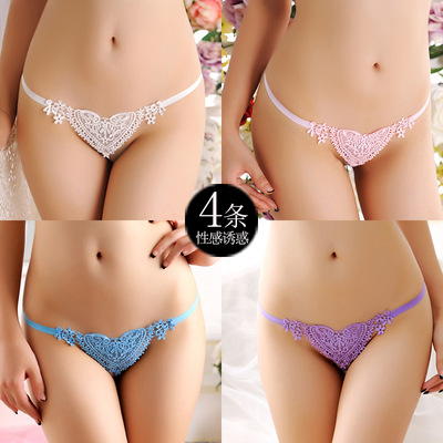新款内裤女士蕾丝网纱低腰透气性感火辣超薄丁字珍珠诱惑时尚162