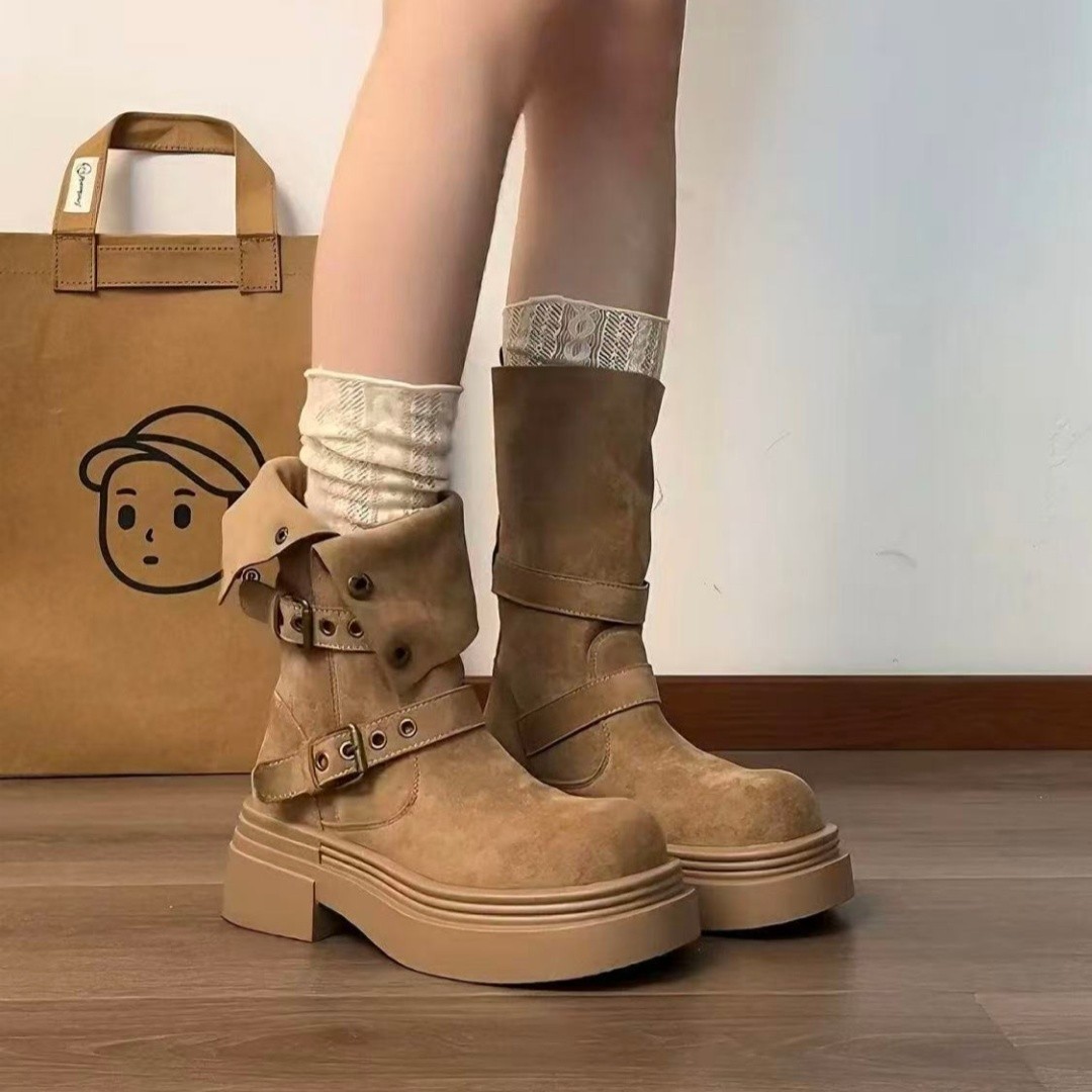 Outdoor Dual-Wear Thick-Soled Martin Boots for Women, 2026 Autumn and Winter New British Style Slimming Height-Increasing Short Boots for Women