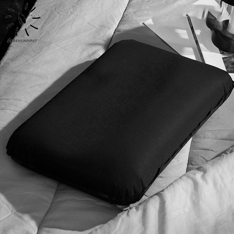 Almohada de esponja para exteriores, almohada inflable automática, almohada para acampar, almohada con forma de queso, almohada con cojín de aire, almohada de viaje, almohada para tienda de campaña