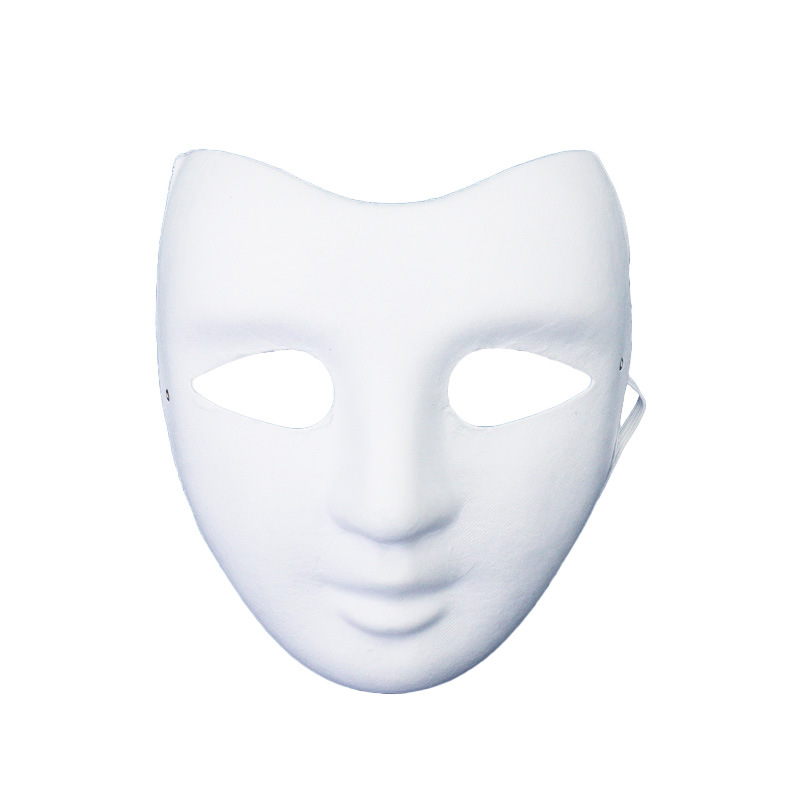 Amazon venta caliente máscara en blanco pulpa blanca props de jardín de infantes dibujado a mano carnaval máscara de graffiti DIY