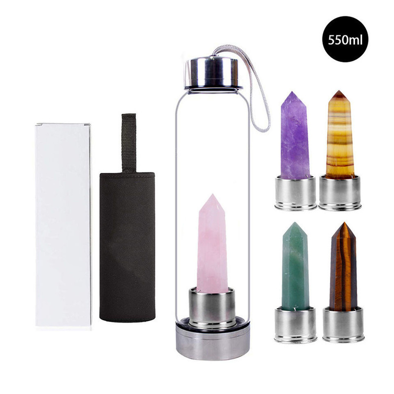 Natural Energy Crystal Column Cup Glass Spa Cup Citrine Amethyst Travel Cup Home Crystal Cup