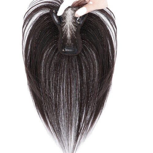 Swiss Net wig piece, real hair, butterfly wing shape, increasing the top of the skull, invisible fluffy hair volume, covering white hair, top of head replacement piece
