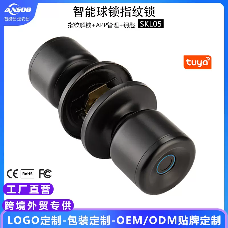 定制智能球锁房门指纹锁TTLock酒店锁涂鸦公寓锁家用卧室锁跨境