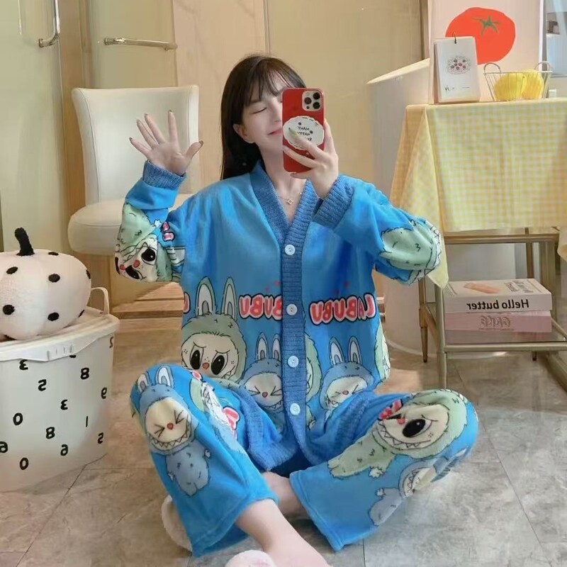2025 Autumn, Winter and Spring New Pajamas Women's Flannel Cartoon Wearable Cardigan Pajamas Factory Direct Sales 2025 Autumn, Winter and Spring New Pajamas Women's Flannel Cartoon Wearable Cardigan Pajamas Factory Direct Sales