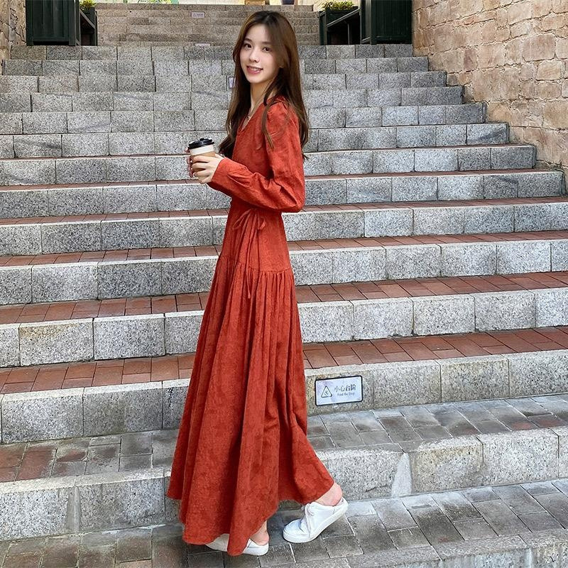 Spring and Autumn Extra-Long Dress for Tall Women, Ankle-Length, Elegant Plus-Size Women's Floor-Length Dress Spring and Autumn Extra-Long Dress for Tall Women, Ankle-Length, Elegant Plus-Size Women's Floor-Length Dress