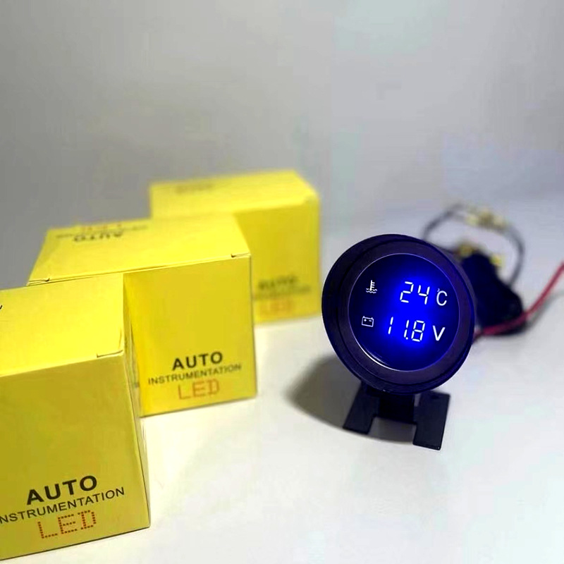 Cross-Border Digital Display Water Temperature and Voltage Meter 12V24V Universal Dashboard for Cars, Sedans, and Trucks