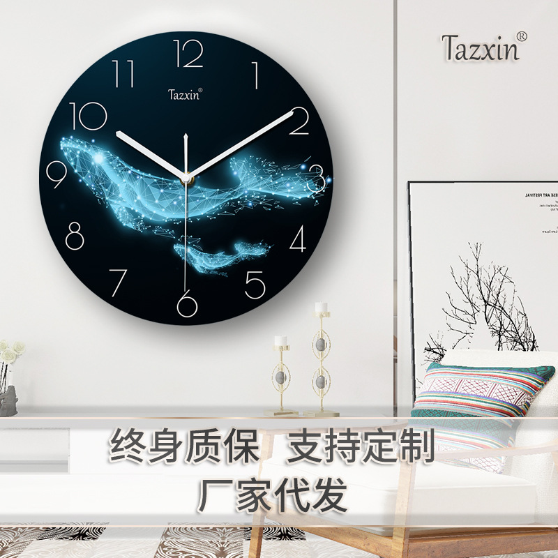 跨境挂钟创意晶瓷钟表MDF中纤板密度板挂钟圆形厂家现货批发时钟
