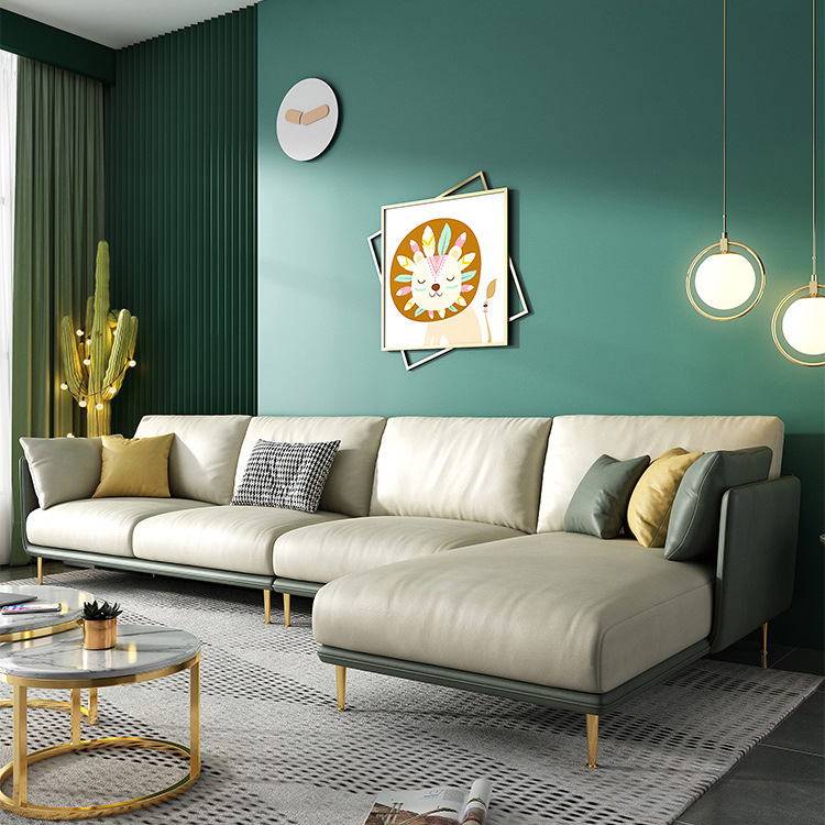 Sofá de tela con tecnología sin necesidad de lavado para apartamentos pequeños, moderno y minimalista, de látex, de tres plazas, ultra sencillo.