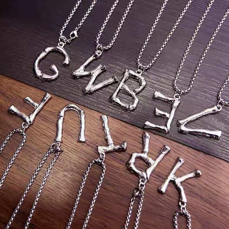 Titanium Steel Non-Fading Internet Celebrity Letter Couple Name Necklace Men's Hip-Hop Street National Trend Douyin Personalized Pendant