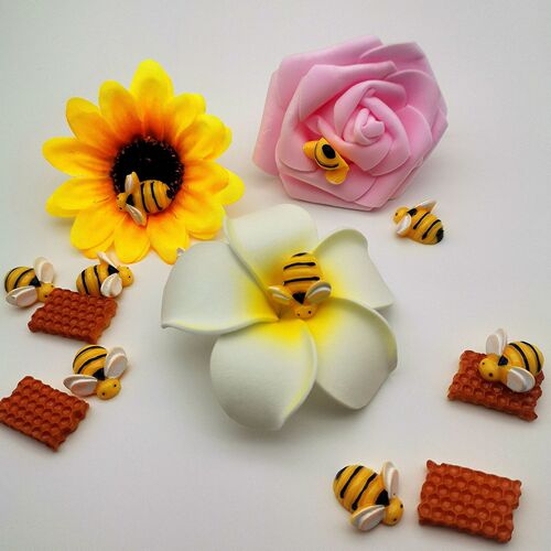 Simulated half-faced three-dimensional bee Mobile phone case beauty diy material Children's hair accessories handmade resin accessories