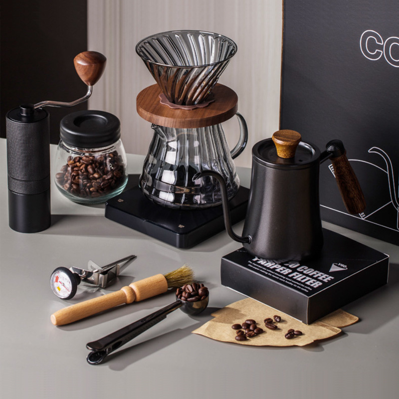 Caja de regalo de café conjunto de regalos de café de fabricación de mano conjunto completo de aparatos de café de molienda de mano conjunto de regalos combinados