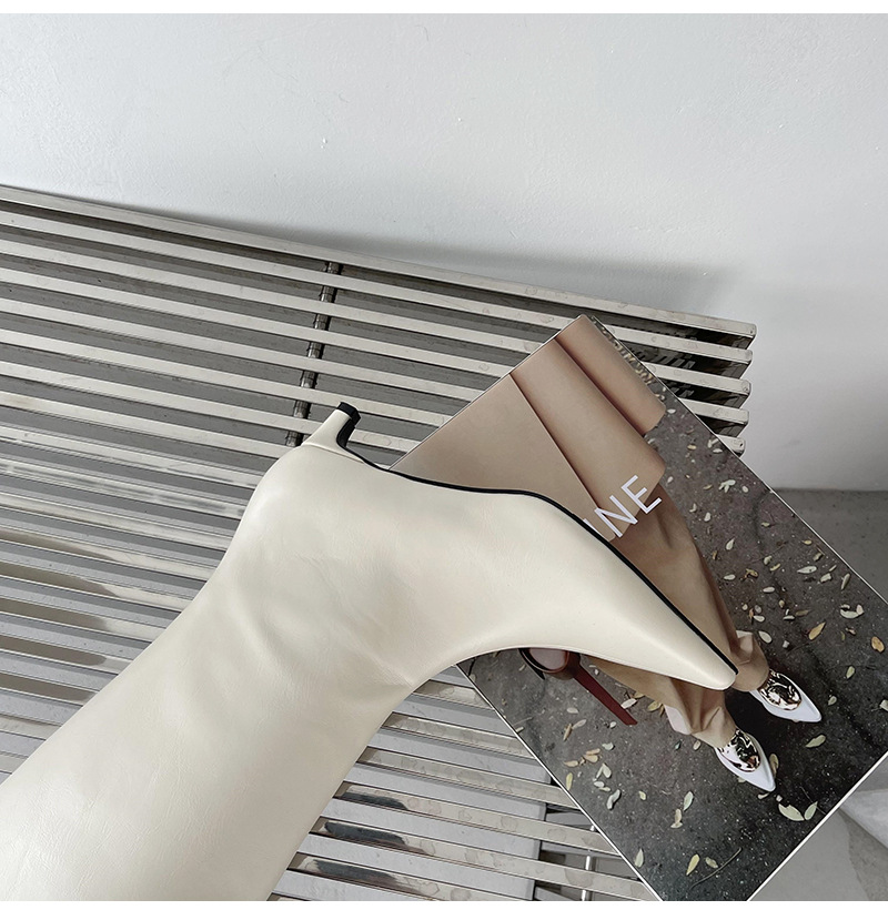 2024 Spring and Autumn Season New Versatile Simple Fashion Wide Korean Version Pointed Sleeve High Boots Soft Leather_voghion.com