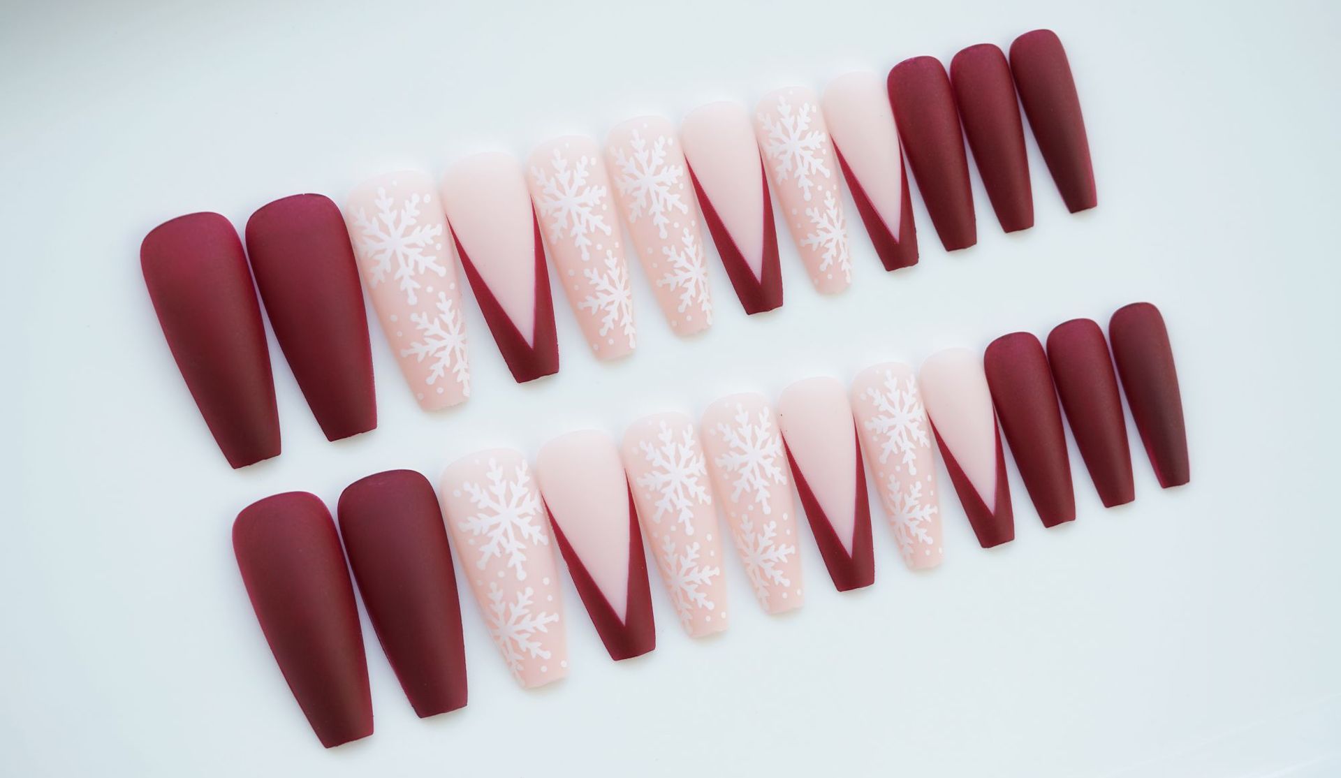 50g Weight press-on nails Nail Supplies 1 Set Quantity ABS Material Christmas Festival Snowflake Pattern Sweet Style Christmas Sweet Snowflake ABS Press-on Nails 1 Set 7