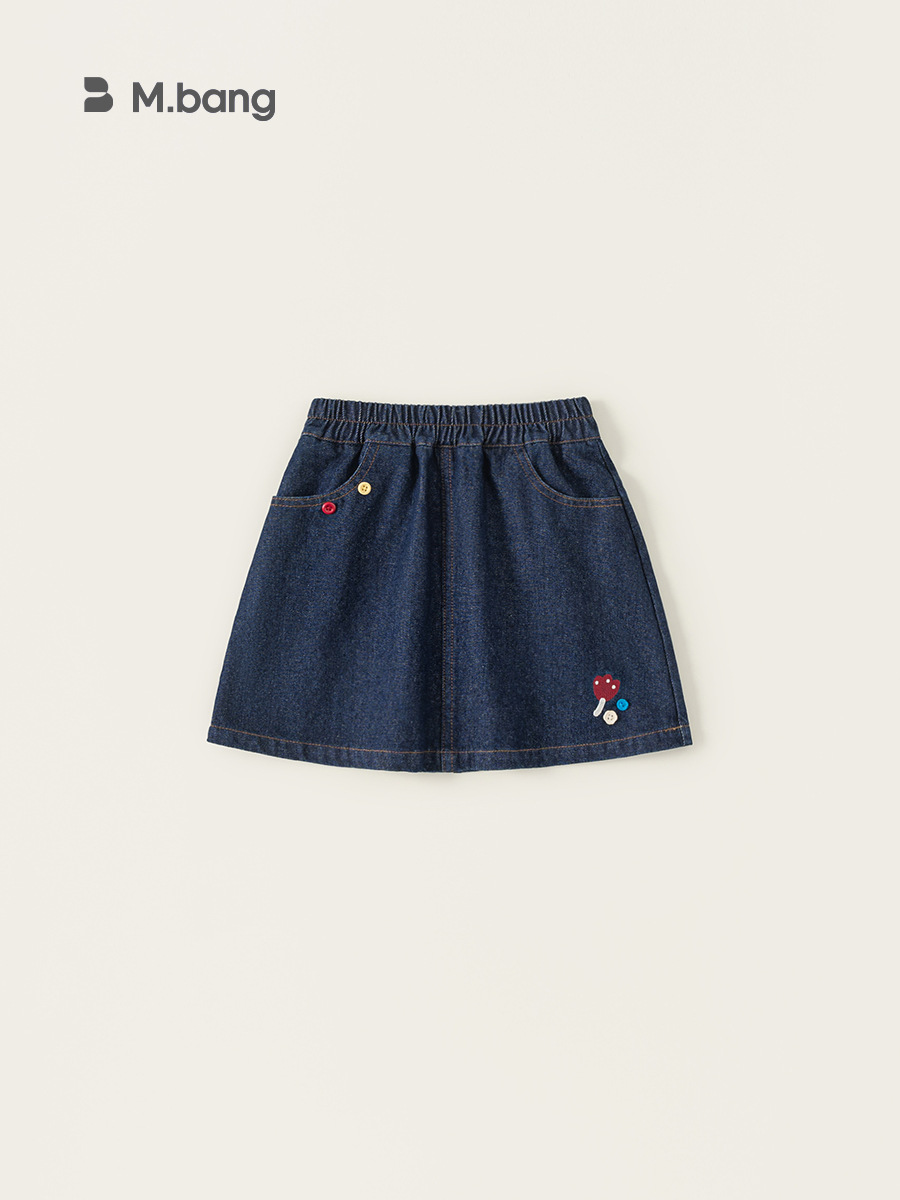 Ropa para niños Youbao Falda de otoño para niños Falda de moda Falda de media longitud para niñas Falda de mezclilla bordada linda para niñas