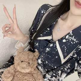 ZC006【嘉伯丽尔】设计款高级轻奢气质秋睡衣女士家居服睡衣套纯