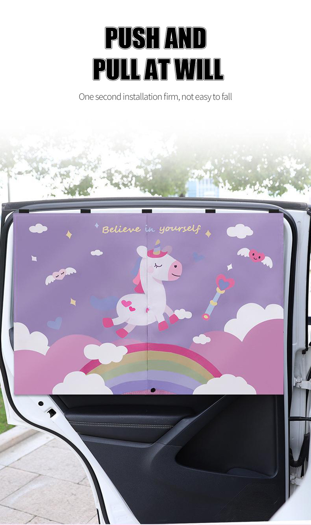 Magnetic suction car sunshade cartoon car curtain car side window shade baby sun protection and heat insulation sunshade