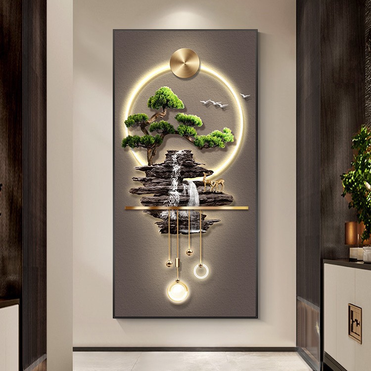 Pintura decorativa del nuevo estilo chino de entrada en la puerta frente a la pintura colgante del flujo de agua de riqueza paisaje corredor mural