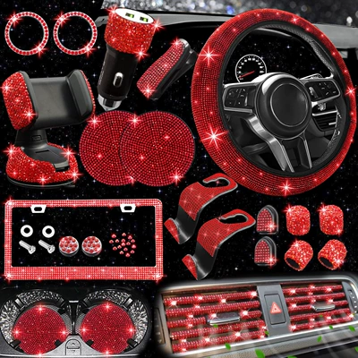 Car Decoration, Cross-Border, Steering wheel cover - red-38cm